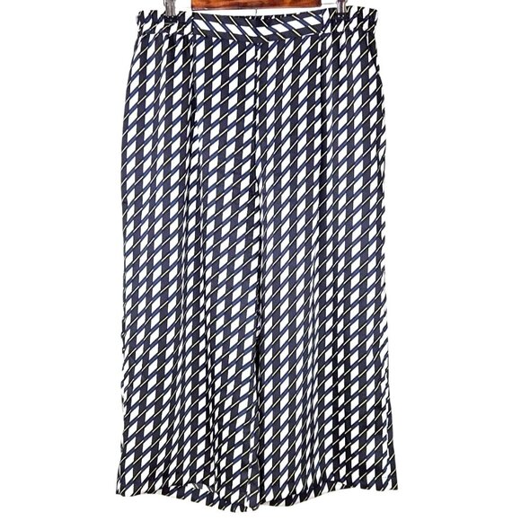 DKNY Geometric Print Cropped Wide Leg Pull-On Culotte Pants Women's Size Large - Picture 2 of 8